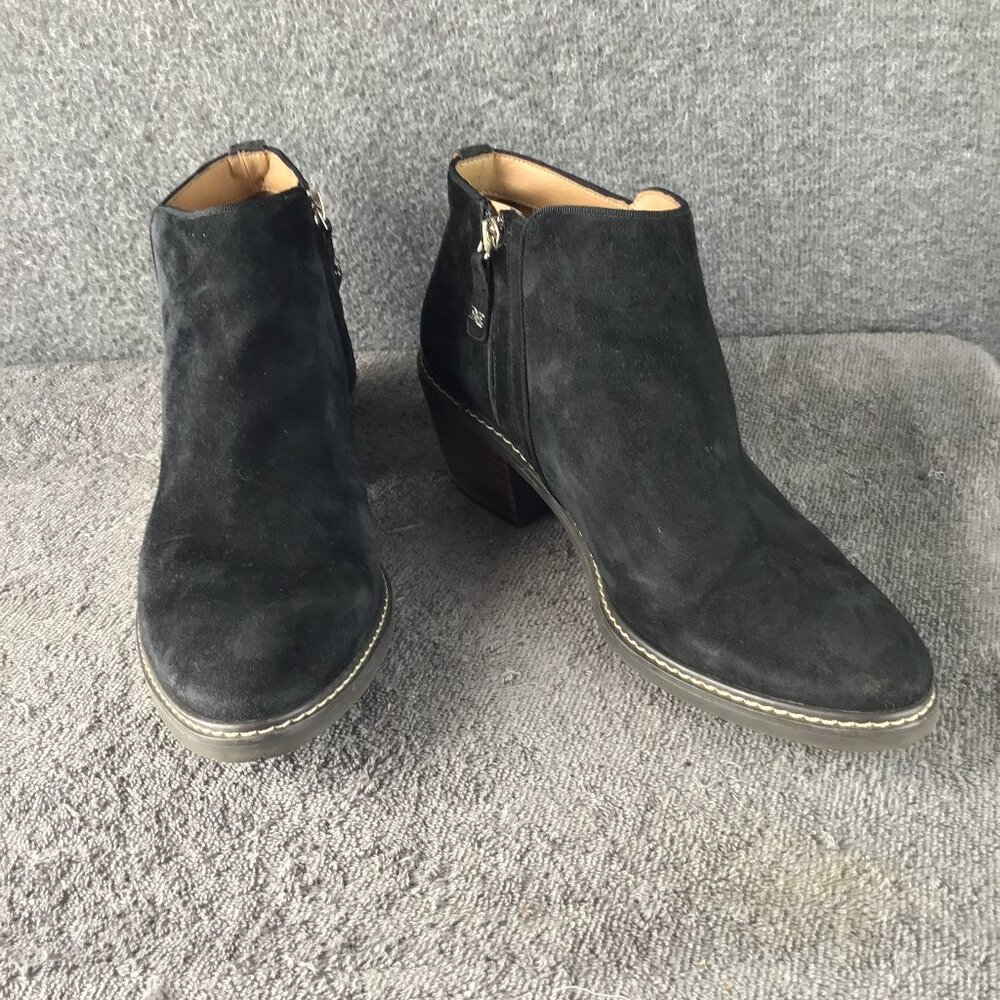 Sam Edelman Suede Leather Zip Ankle Boot Sz 10 Black